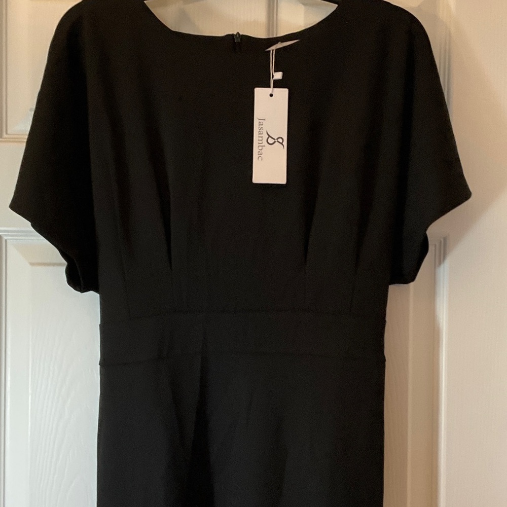 Jasambac women’s Black Short-Sleeve Sheath Dress